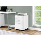 Monarch Specialties - 7780 Classeur 3 Tiroirs - Blanc-Finition en stratifié blanc combinée avec des poignées de couleur blanche pour un style minimaliste