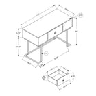 Monarch Specialties - 7385 Bureau 42 po - Blanc/Metal Noir-Dimensions du produit : 30 pouces H x 41,75 pouces L x 19,75 pouces P