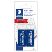 Staedtler Mars - Plastic Premium Gomme - Blanc - Paquet de 2-Gomme blanche, style bloc