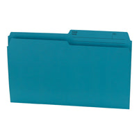 Hilroy - Chemises à onglet - format légal - 9 po x 14 7/8 po - sarcelle - paquet de 100-Chemises à onglet colorées de format légal