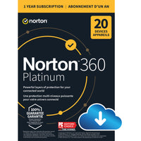 Norton - 360 Platinum 100 Go logiciel antivirus - 20 appareils - Abonnement D'un An [Télécharger]-Une adresse e-mail valide doit être fournie lors du paiement