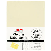 JAM Paper Sceaux autocollants ronds, 2,5 po dia., ivoire, 120/paquet-Étiquettes en cercle