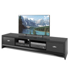 CorLivingMC - Meuble pour téléviseur extra large Lakewood TLK-802-B, pour téléviseurs jusqu’à 80 po, grain de bois noir-2 tiroirs offrant un rangement dissimulé