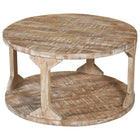 !nspire - Table de salon rustique moderne en bois massif, naturel vieilli-Conception unique à deux tablettes