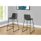 Monarch Specialties - 7752 Tabouret De Bar - Simili-Cuir Gris/Metal Noir-Base mince en métal noir. Polyvalente pour une utilisation dans plusieurs pièces