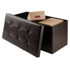 Winsome - Pouf Ashford 15 po x 29,9 po avec espace de rangement, similicuir, espresso (92627)-Assemblage instantané simple