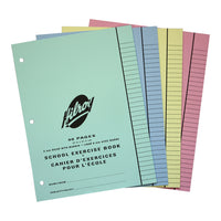 Hilroy - Cahiers d'exercices - ligné (5/16 po ) - 10 9/10 po x 8 2/5 po - couleurs assorties - 20 feuilles - paquet de 25-Réglure de 8 mm (5/6 po) avec lignes bleues et marge