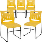 Flash Furniture - Chaise empilable jaune de la série HERCULES à base traîneau d'une capacité de 881 lb avec dossier ventilé-Ensemble de 5 chaises empilables polyvalentes