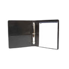 Ashlin® - Reliure de luxe LUCCA à 3 anneaux, 2 po, noir, (P7207C-08-01)-Noir minuit - cuir véritable Napoli Napa à 100 %. Cuir lisse et souple au fini mat.