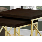 Monarch Specialties - 3237 Tables Gigognes - Ens. 2Pcs/Espresso/Metal Or - Paquet de 2-Robustes, ces tables empilables dotées des cadres en métal doré seront parfaites dans une petite maison, appartement ou condo