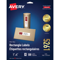 Avery – Étiquettes pour dossiers TrueBlock laser et jet d’encre – 4 po x 1 po – blanc – paquet de 500 (5261)-Étiquette permanente