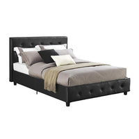 Grand lit rembourré Dakota - Noir-Revêtement de style contemporain