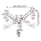 DAC MP-206 - Bras flexible pour moniteur double, noir-Position aisément ajustable des écrans pour le travail assis ou debout. Ressort de tension réglable maintenant les écrans dans la position voulue