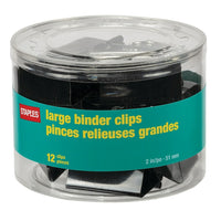 Staples - Pinces relieuses, grandes, 2 po, noires, paquet de 12-Fabriquées en acier trempé pour plus de résistance et un usage à long terme