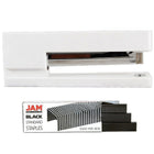 JAM Paper – Ensemble de travail et de bureau, agrafeuse et boîte d’agrafes, blanc et noir (3375WHBK)-Couleur : Agrafeuse blanche et paquet d’agrafes noires