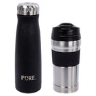PURE Drinkware - Ensemble de verre, gourde et gobelet à café, noir-Matériau: acier inoxydable 18/8 de première qualité