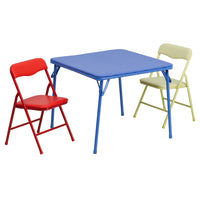 Flash Furniture – Ensemble coloré 3 pièces de 20 1/4 (po) pour enfants avec table pliante et chaise, bleu/rouge/jaune-Ensemble de table multi-usages pour enfants