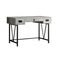 Monarch - Bureau - 48"L/Faux Bois Gris/Metal Noir-Bureau fini bois rustique couleur gris avec base en métal noir au design attrayant