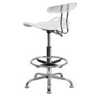 Flash Furniture - Tabouret de dessinateur éclatant de 30,5 po avec siège tracteur, blanc (LF215WHITE)-Construction en polymère haute densité