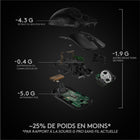 Souris de jeu Logitech PRO X 910-005878 à 5 boutons et 1 molette, sans fil, capteur optique 25 400 ppp - Noire-Conception ultra-minimaliste