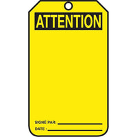 Accuform Signs - Étiquettes De Sécurité, Plastique, 3-3/8po La X 5-7/8po H, Français, paquet de 25-Hauteur 5-7/8po