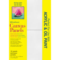 Strathmore - Panneaux de toile - serie 300 - 5 po L x 17 po H - blanche - paquet de 16 - (P311-05)-Surface de toile blanche à triple apprêt.