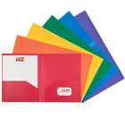 JAM Paper - Chemises scolaires à 2 poches, plastique très robuste, couleurs variées, paq.6 (383HRGBYOP)-Dimensions : 9 po x 12 po