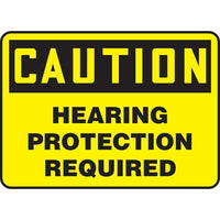 Accuform Signs – Enseigne, Caution; Hearing Protection Required, 7 larg. x 10 haut. (Po), plastique, noir sur jaune (MPPE792VP)-Message : Caution - Hearing Protection Required
