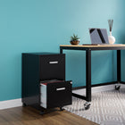 Hirsh - Classeur vertical de 18 po à 2 tiroirs, mobile et pratique - noir-Tiroirs à côtés hauts permettant de ranger d’autres accessoires essentiels de bureau