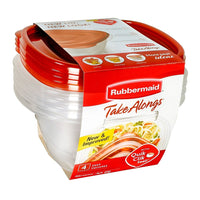 RubbermaidMD – Contenants carrés profonds Take Alongs pour aliments, rouge, paq./4-Parfait pour la boîte à lunch, les collations et l’artisanat