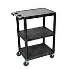 Luxor – Chariot utilitaire à 3 tablettes, 24 x 18 po, noir, (HE34-B)-Chariot utilitaire noir HE34 fait de polyéthylène haute densité avec des tablettes et des pattes de plastique en mousse moulé à l’épreuve des taches, des égratignures, des bosses et de la rouille.