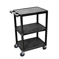 Luxor – Chariot utilitaire à 3 tablettes, 24 x 18 po, noir, (HE34-B)-Chariot utilitaire noir HE34 fait de polyéthylène haute densité avec des tablettes et des pattes de plastique en mousse moulé à l’épreuve des taches, des égratignures, des bosses et de la rouille.