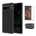 AXS - Ensemble de depart - etui ULTRA CLEAR transparent, protecteur d'ecran et chargeur 30W pour Google Pixel 7 Pro-etui resistant aux chutes avec des poches d'air absorbant les chocs