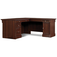 Sauder 69"W La Collection Palladia Bureau en L - Finition Select Cherry-Le tiroir/étagère dispose d'un plateau rabattable pour ordinateur portable ou clavier/souris et peut être fixé sur le côté gauche ou droit