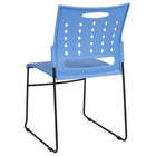 Flash Furniture - Chaise empilable bleue de la série HERCULES à base traîneau d'une capacité de 881 lb avec dossier ventilé-Conception à dossier et siège en plastique bleu aux contours ergonomiques