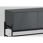 Monarch Specialties - 2739 Meuble Tv - 60 po L/Gris/Metal Noir Avec D'Entreposage-Comprend 2 trous cachés pour la gestion des fils, l'un derrière l'armoire fermée et l'autre derrière l'étagère ouverte pour garder les cordons propres et hors de vue
