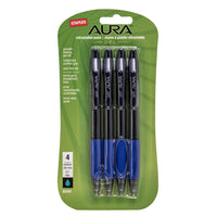 Staples - Aura Stylos à encre gel pointe rétractable – 0,7 mm – bleu – paquet de 4-Encre gel lisse pour une écriture sans effort