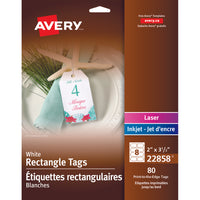 Avery - Étiquettes rectangulaires - 2po x 3-1/2po - Blanc - 80 Étiquettes-Étiquettes volantes imprimables  blanc
