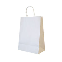 Wamaco - Sacs de magasinage recyclés 100 %, poignée torsadée, blanc,  10 x 5 x 13 1/2 po, paquet de 100 (14-5702W)-Blanc, 100% recyclé, emballage pour tous les produits de détail, utilisez des autocollants avec logo de l'entreprise ou un tampon encreur pour la publicité.