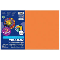 Pacon- Papier de construction Tru-Ray qui ne décolore pas, 12 x 18 po, orange électrique, 150/ensemble (PAC103405)-Papier de construction orange électrique