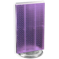 Azar Displays – Présentoir de comptoir à panneaux perforés sur 2 côtés, 22 x 13,5 po, violet translucide (700513-PUR)-Le présentoir à deux côtés repose une base rotative en plastique transparent, qui offre un accès facilité aux clients