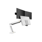 Poste de travail assise debout support à double bras pour écran pc de 22-27 po avec port USB de North Bayou FC40-2AB, Blanc-Rotation: 360-degree, Pivot: 180 -degree, Inclinaison: +10 -degree/ - 16 -degree