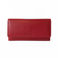 Club Rochelier -  Pochette pour femme avec chéquier et gousset - Rouge-Rouge - Cuir