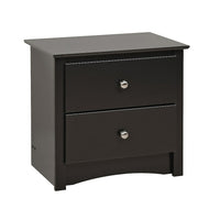 PrepacMC – Table de chevet à 2 tiroirs de la collection Sonoma, 21 3/4 po, noir-Bois composite stratifié de couleur noire et de fabrication robuste MDF