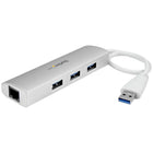 StarTech  Concentrateur USB 3.0 portatif à 3 ports avec Gigabit Ethernet-Le concentrateur est élégant et stylé avec un fini sable argenté qui s’agence à votre MacBook
