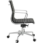 Nicer Furniture - fauteuil de direction à dossier bas - noir-Cadre en aluminium poli, porte-manteau à l'arrière