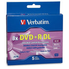 Verbatim – Disques vierges DVD+R 8x, capacité de 8,5 Go, surface estampillée, avec boîtiers, 5/paquet (95311)-Disques DVD+/-R vierges