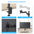 ShoppingAll - Support de montage pour écran LCD LED simple avec bras réglable - Noir-10