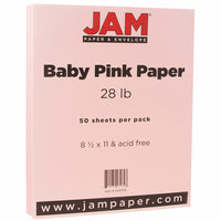 JAM Paper - Papier mat - 8,5" x 11" - 32 lb Rose bébé - 50 feuilles/paquet-Couleur : rose bébé clair/rose tendre, Faites ressortir votre travail avec du papier Colouré de qualité supérieure.
