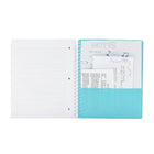 Poppin – Cahier 3 sujets spiralé à pochette, aqua (101940)-Reliure en métal blanc, rond et robuste